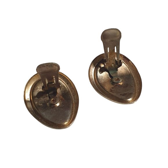 Vintage Gold Tone Clip On Earrings Yellow Teardrop Costume Jewelry Elegant Gift - Picture 3 of 3